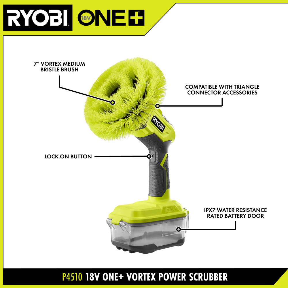 18V ONE+ Cordless VORTEX Power Scrubber (Tool Only), Electric Spin Scrubber - Image 3