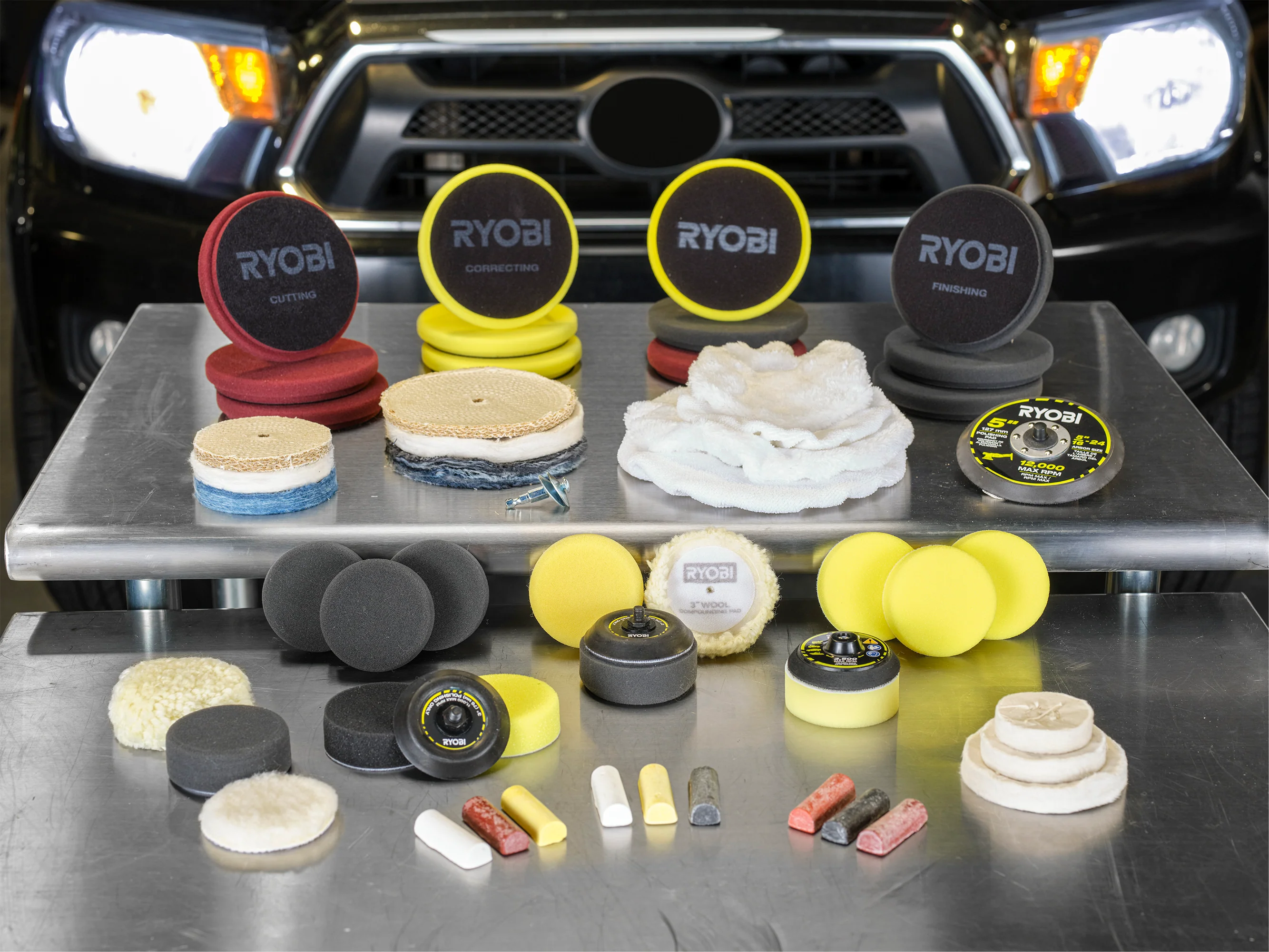 3 PC. 5" FOAM DUAL ACTION POLISHER CUTTING PAD SET - Image 3