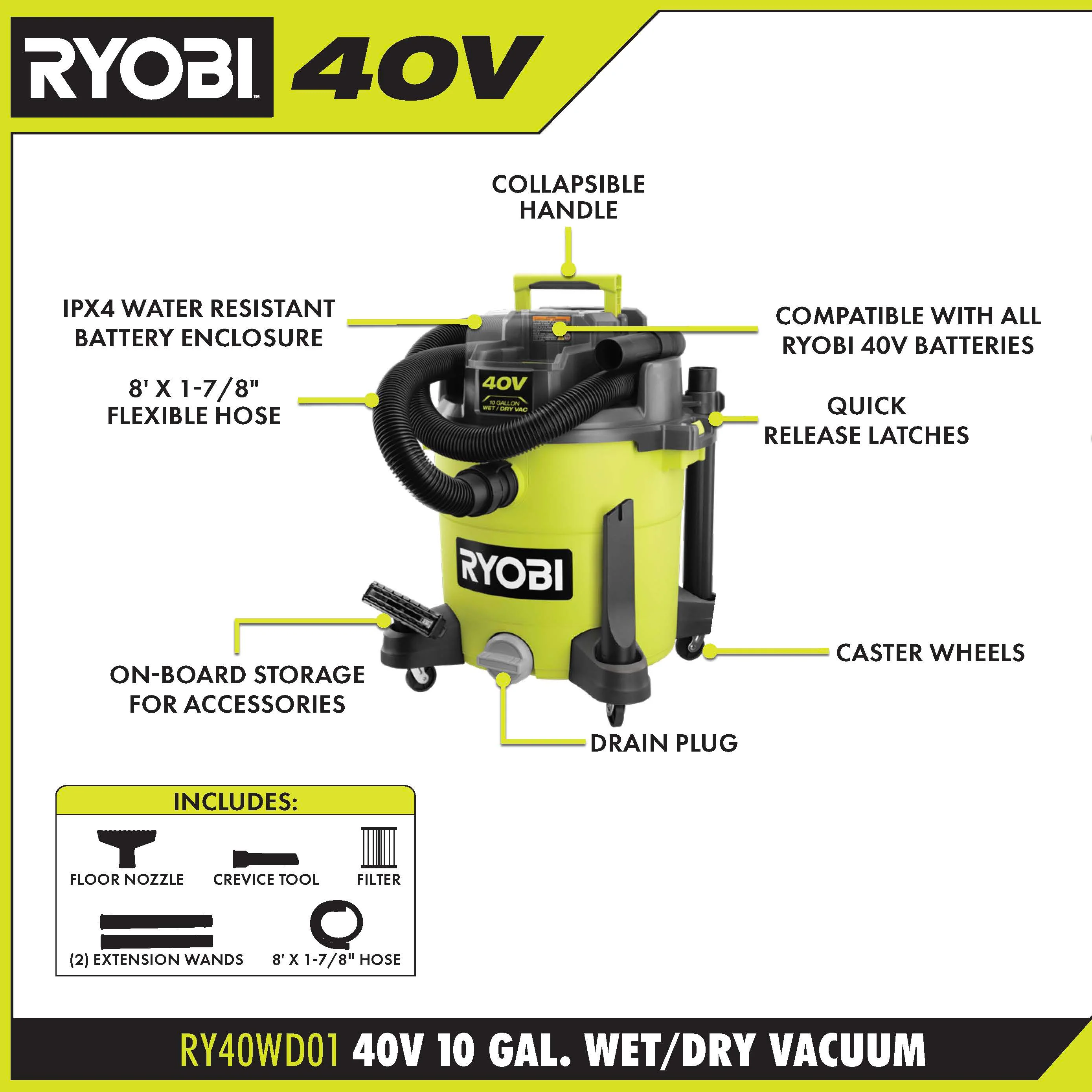 40V 10 GALLON WET/DRY VACUUM - Image 2