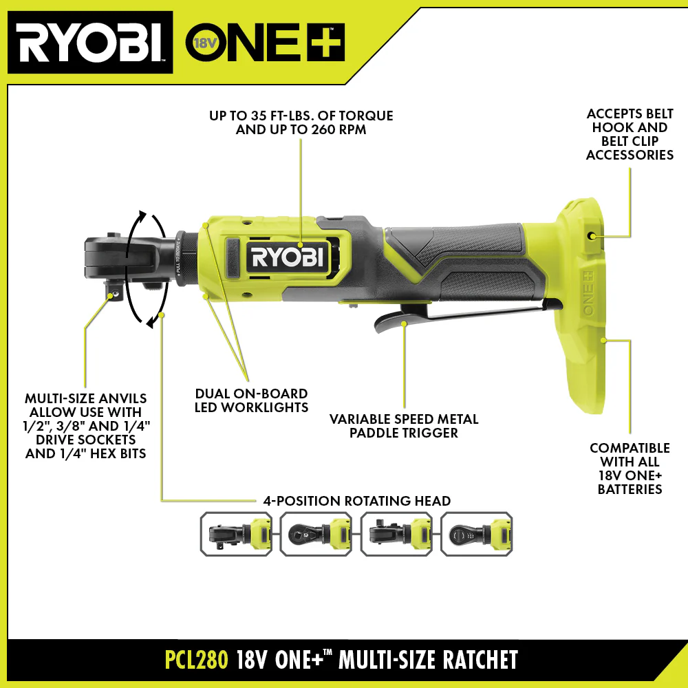 18V ONE+ MULTI-SIZE RATCHET - Image 2
