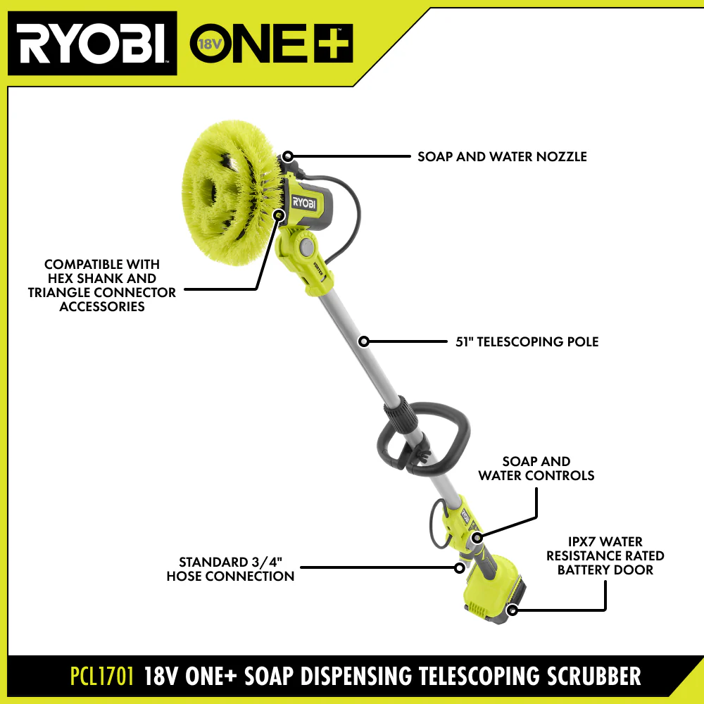 18V ONE+ VORTEX SOAP DISPENSING TELESCOPING SCRUBBER KIT - Image 2