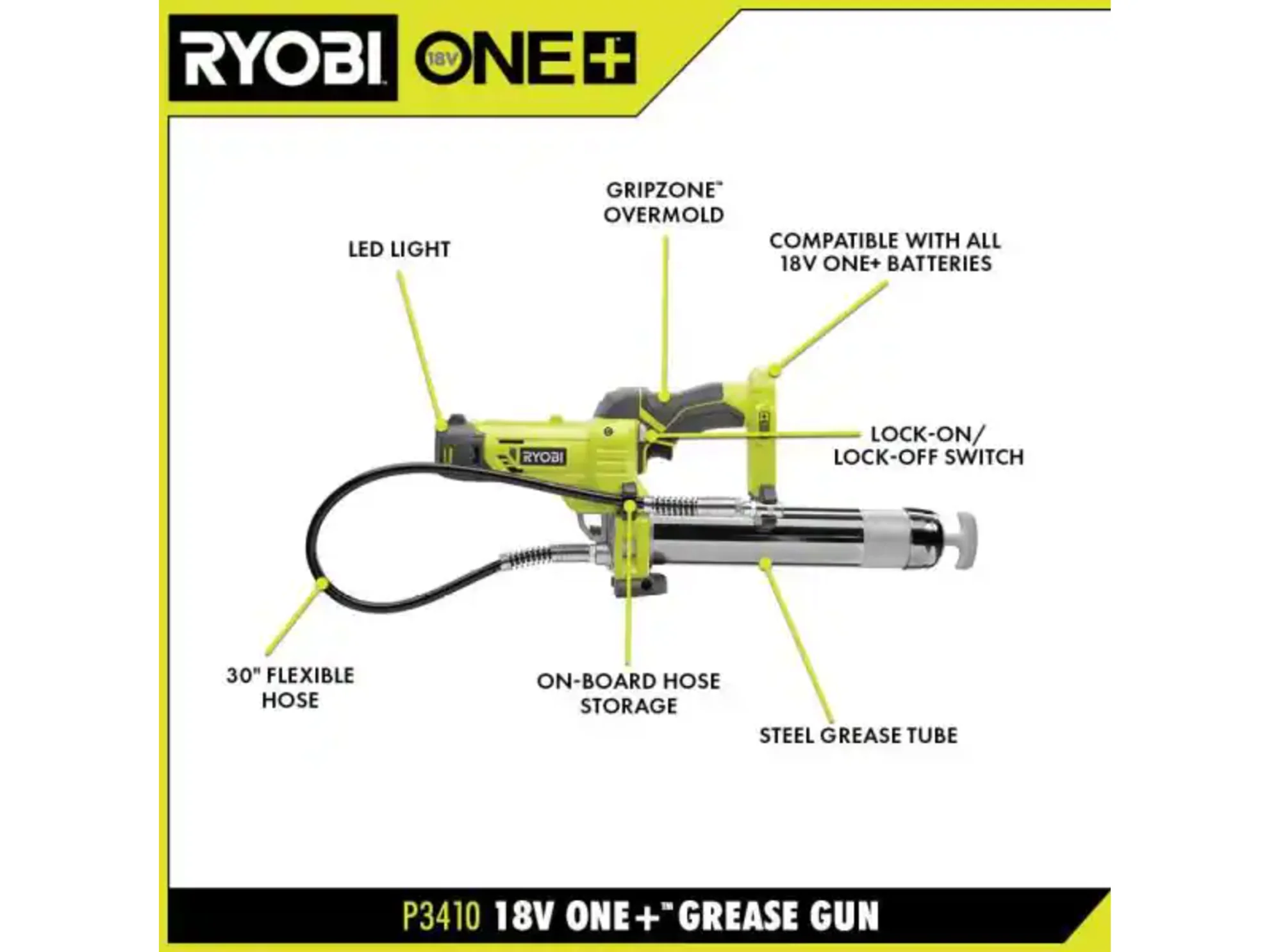 ONE+ 18V Cordless Grease Gun Kit with 2.0 Ah Battery and 18V Charger - Image 3
