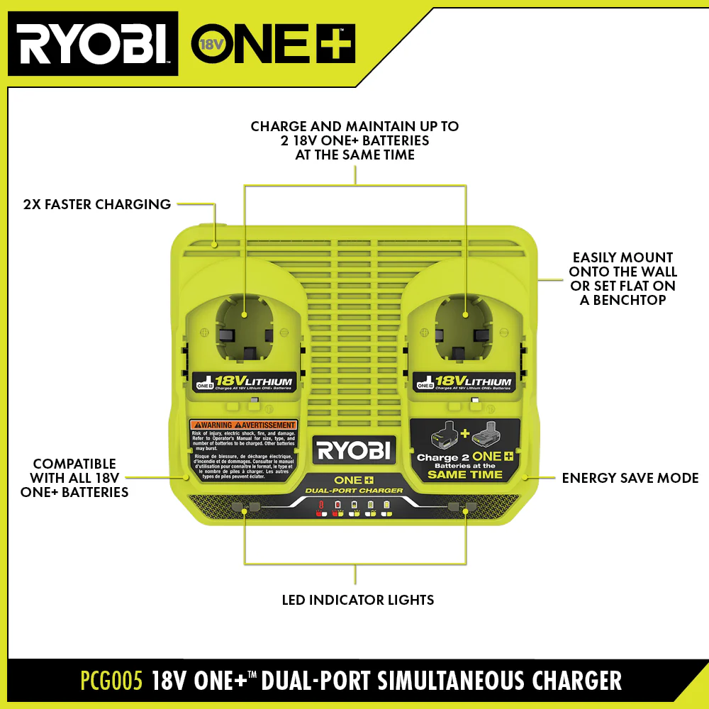 18V ONE+ DUAL-PORT SIMULTANEOUS CHARGER - Image 2