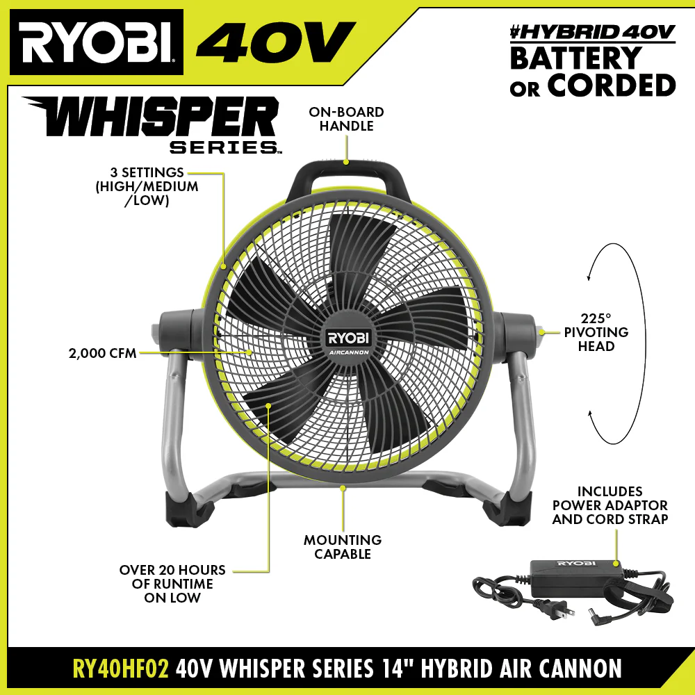 40V 14" HYBRID AIR CANNON FAN - Image 3