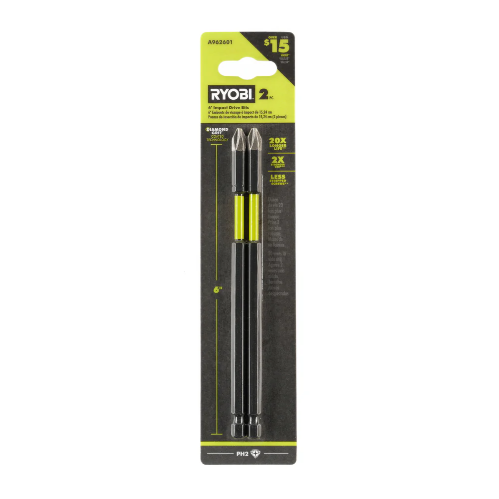 2 PC. 6" Diamond Grit Impact Drive Bits