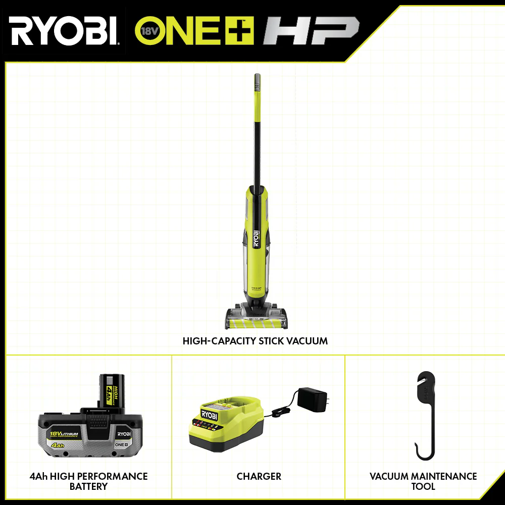 18V ONE+ HP Cordless High-Capacity Stick Vacuum Cleaner Kit with 4.0 Ah Battery and Charger - Image 2