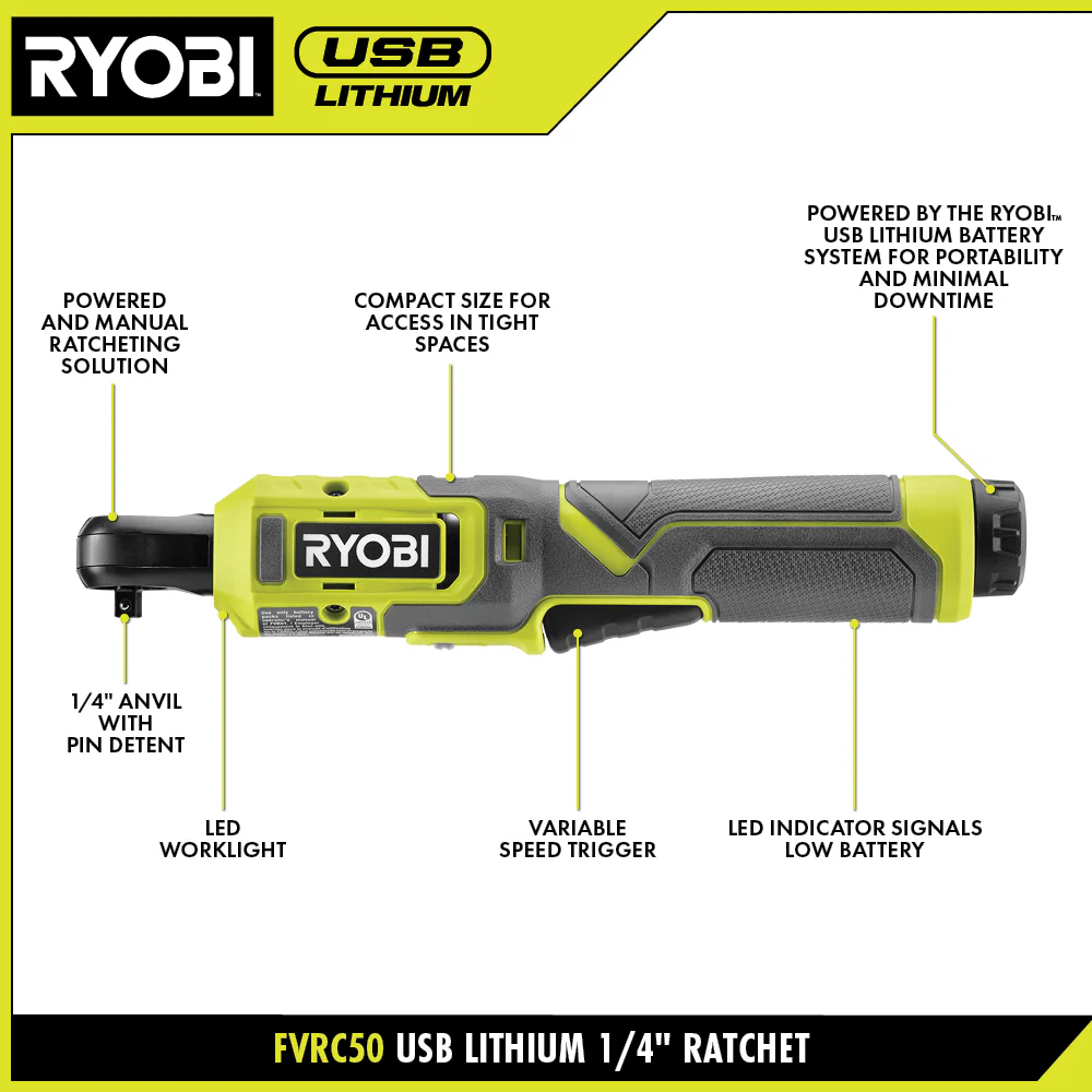 USB Lithium 1/4” Light Duty Ratchet Kit - Image 3