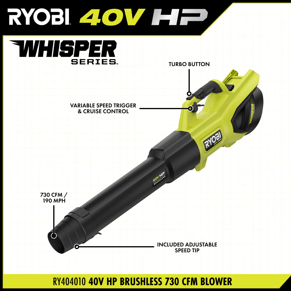 40V HP BRUSHLESS 730 CFM WHISPER SERIES BLOWER - Image 3