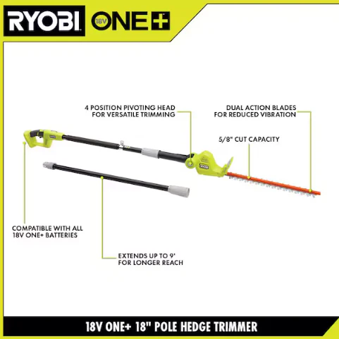 18V ONE+ 18" POLE HEDGE TRIMMER - Image 2