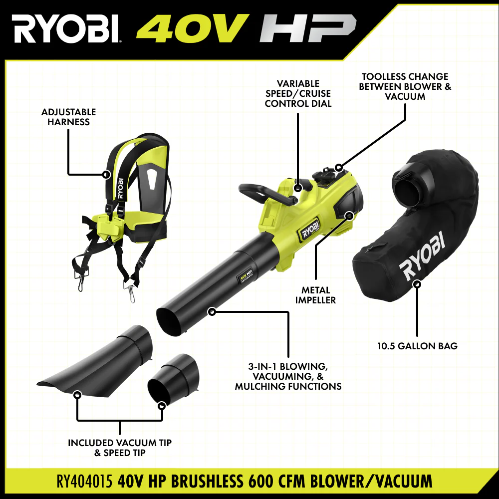 40V HP BRUSHLESS 600 CFM BLOWER/VACUUM - Image 3