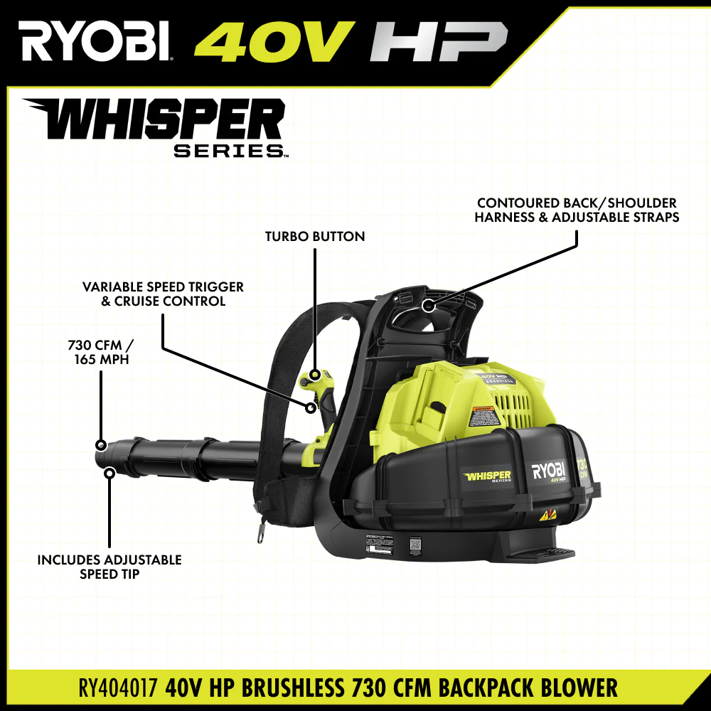 40V HP BRUSHLESS 730 CFM BACKPACK BLOWER KIT - Image 4