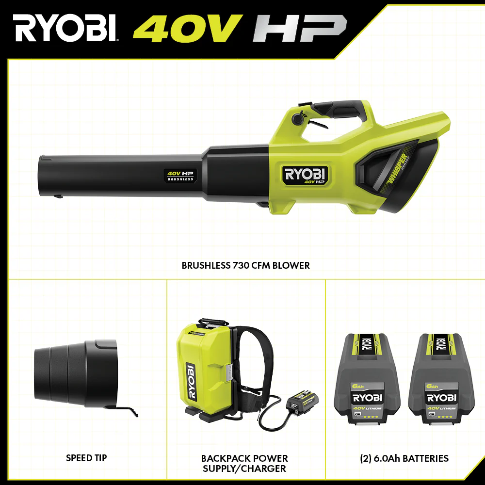 40V HP BRUSHLESS 730 CFM WHISPER SERIES BLOWER & BACKPACK POWER SUPPLY KIT - Image 3