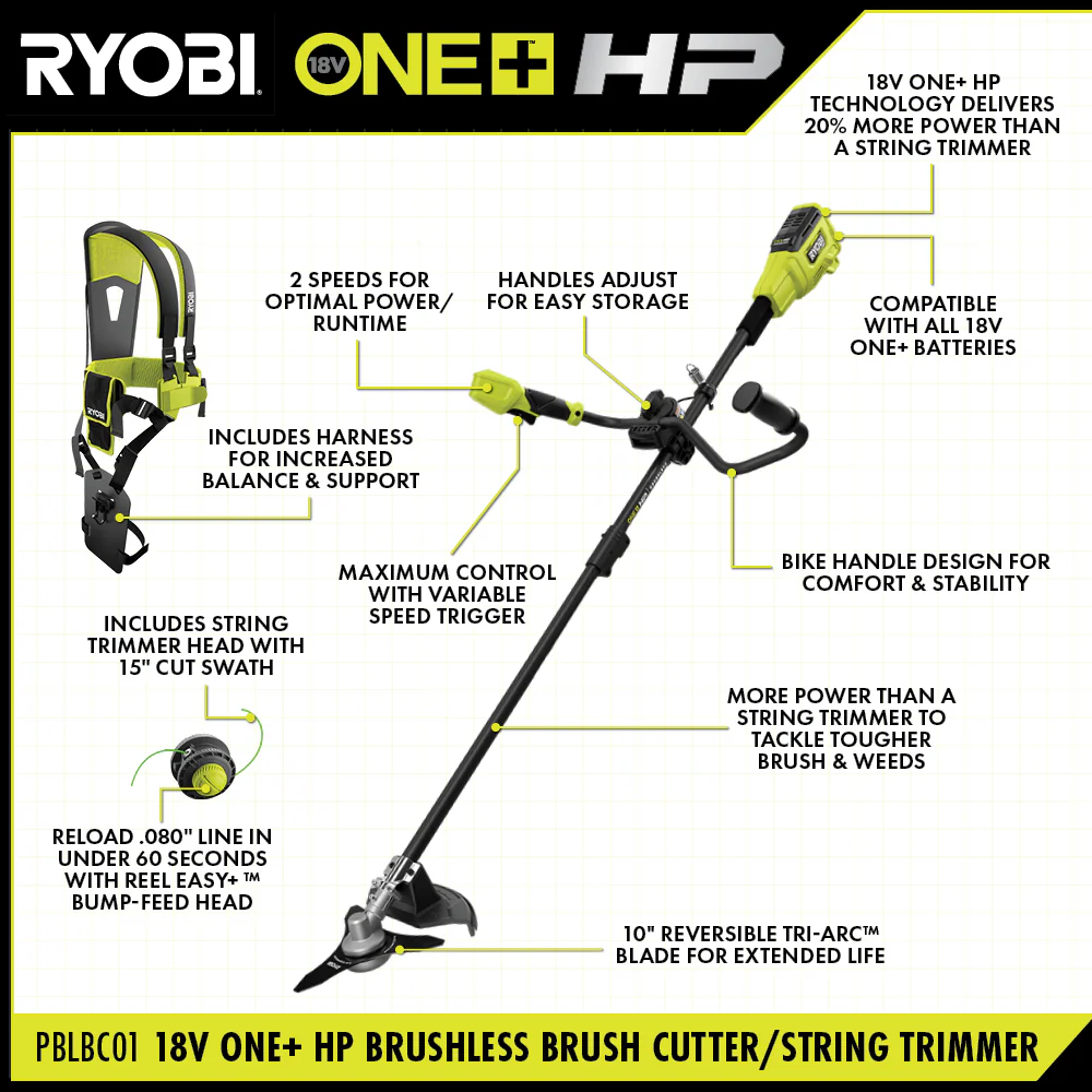 18V ONE+ HP Brushless Brush Cutter/String Trimmer - Image 4