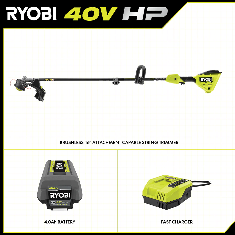 40V HP Brushless 16" Attachment Capable String Trimmer Kit - Image 3