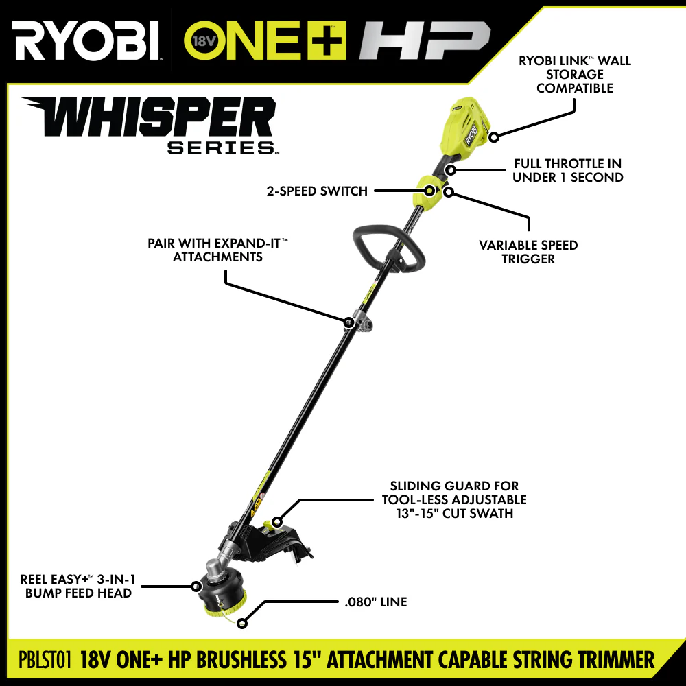 18V ONE+ HP Brushless 15" Attachment Capable String Trimmer Kit - Image 3