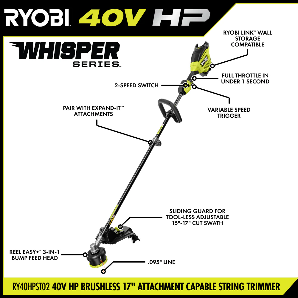 40V HP Brushless 17" Attachment Capable String Trimmer Kit - Image 3